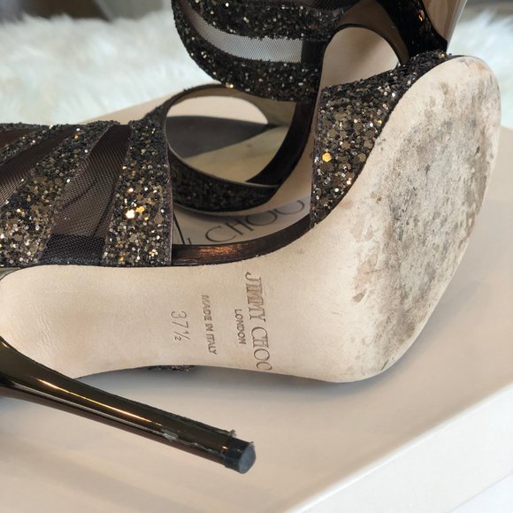 Jimmy Choo Leila Glitter Metallic mix size 37 37.5 - Picture 9 of 11